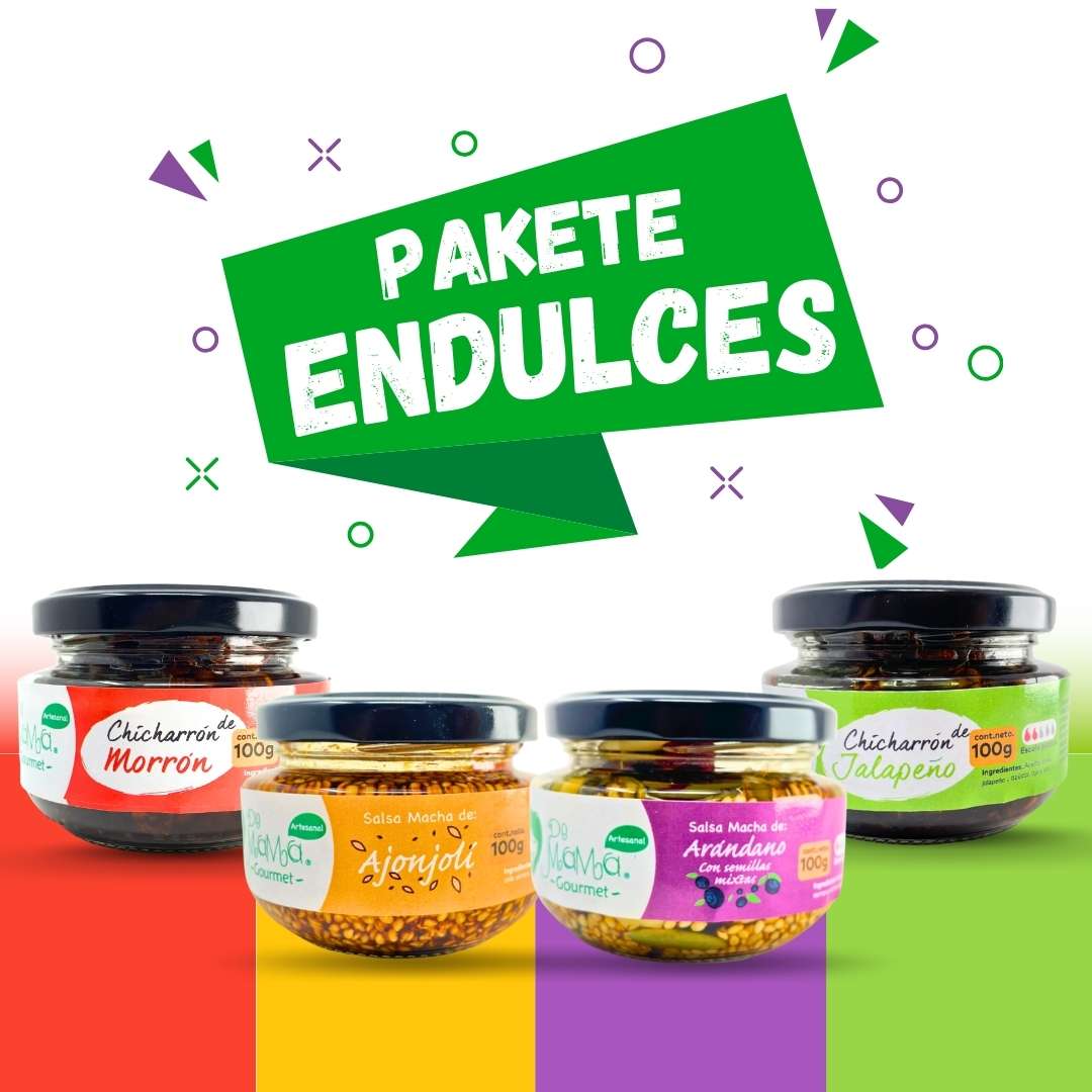 Pakete Endulces- 4pack Salsas y Chicharrón de chile